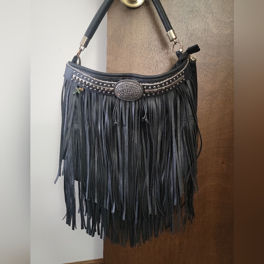Black Fringe Faux purse